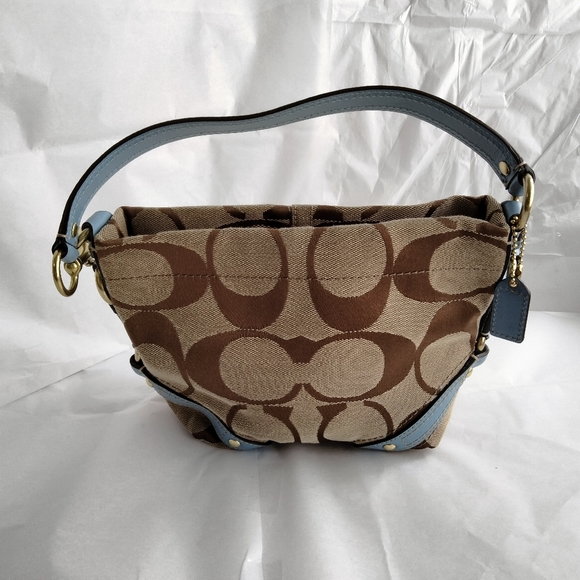 COACH Blue/Brown signature Vintage Handbag - Picture 1 of 15